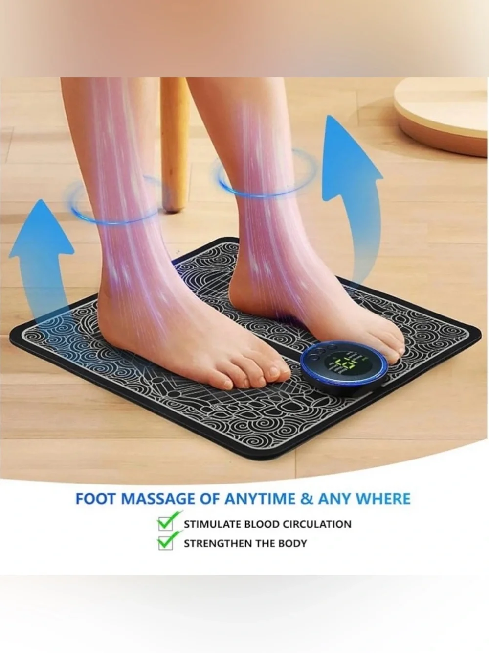 Electrical Muscle Stimulation Foot Massager Pad - Black, New